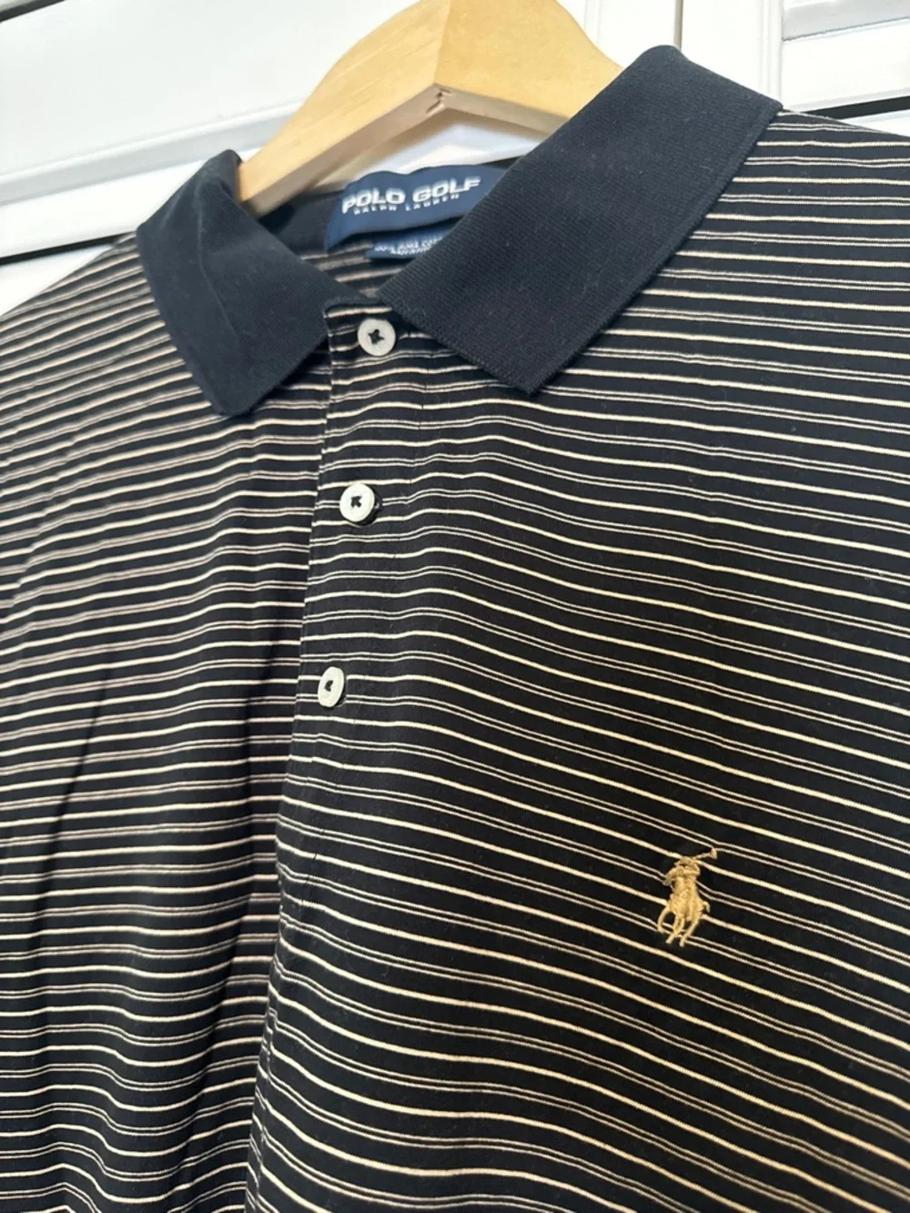 Polo Golf Ralph Lauren Men's Size L Pima Cotton Black Striped Short Sleeves